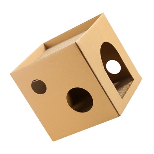 Milisten 猫の家 猫引っ掻き 猫用スクラッチボード 子猫のトイレトレイ 猫の洞窟 猫の隠れ家 子猫のおもちゃ キャットハウスとスクラッチャー 猫の爪とぎ 段ボール Light Brown