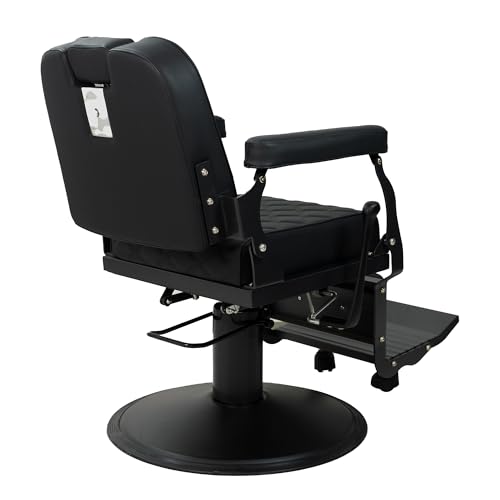 Image of Professional Barber Chair, Heavy Duty 550lbs Salon Chair with Hydraulic Lift & 360 Swivel - Reclining Hair Stylist Chair for Salon, Barbershop (Black)