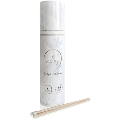 Mila Moya Decorative Wooden Matches 8in/20cm | 80 Count | Long Matches for Candles & Fireplace | Matchsticks with Strick Pad | Artisan Safety Matches Cover