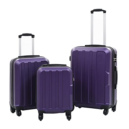 Hardcase Trolley Set with Security Locks, Lightweight ABS Material, 3-Different Size Luggage in Purple