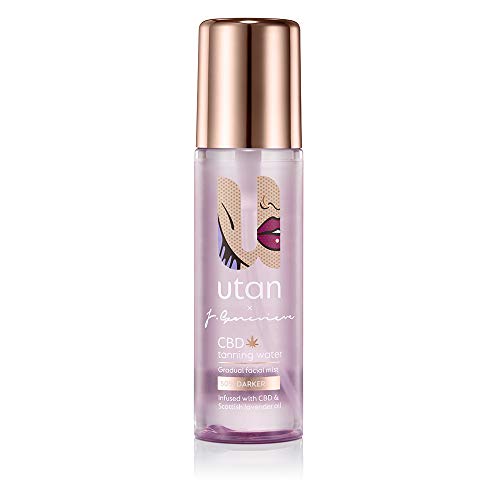 utan x Jamie Genevieve Tanning Water | Gradual Face Tan Mist | with organic tan cannabis extract | Antibacterial Scottish Lavender oil | No perfume fragrance free | Kind on lash extensions