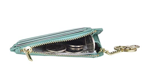 woogwin Slim RFID Credit Card Holder for Women Mini Front Pocket Wallet Purse With Keychain