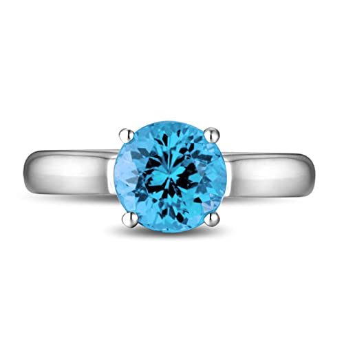Bague 925 argent sterling solitaire Daesar ornée d'un zirconium bleu clair