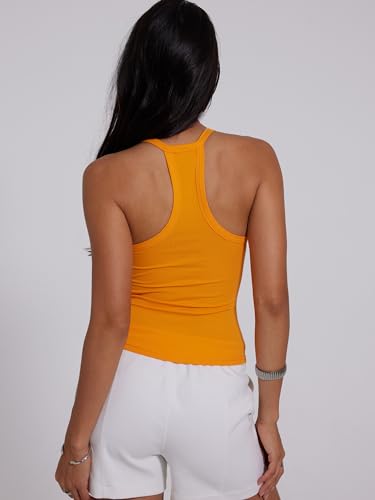 Image of Danysu V Neck Racer Back Tank Top for Women Padded Ribbed Long Tank Fitted Basic Cami Tops