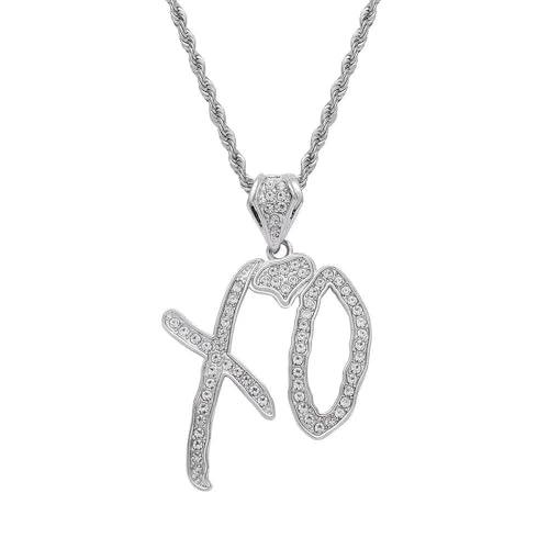 Unise High Hip Hop XO Letter Pendant Necklace for Women Men, Fashion Creative Cubic Zirconia Hip Hop Rock Gift Jewelry