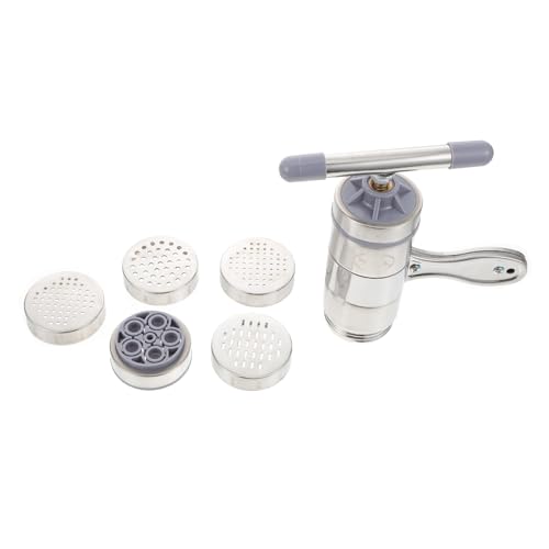 MUCKLILY Manual Noodle Maker Stainless Steel Kitchen Press Pasta Machine with Interchangeable Molds for Homemade Noodles Easy to Use and for Family Cooking