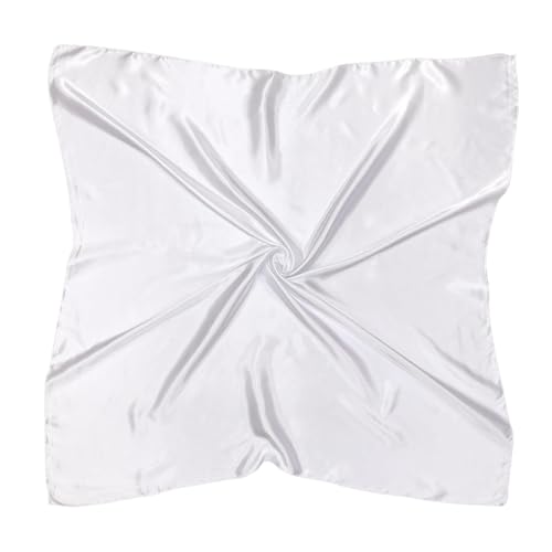 JK Home Faux Soie Écharpe Carrée Foulard Cheveux Bandanas 90x90cm Coiffure Accessoires pour Femme Sport Mariage Anniversaire Plage Blanc