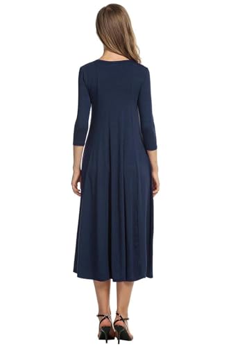 Image of HOTOUCH Women's 3 /4 Sleeve A-line and Flare Midi Long Dress