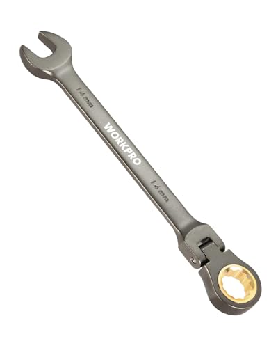 WORKPRO 14 mm Flex-Head Ratcheting Combination Wrench Nickel Plating