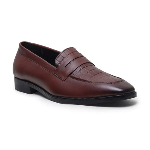 Image of HAYES LONDON Penny Loafers for Men | Genuine Leather Slip-on Shoes | Formal & Casual Comfort Footwear