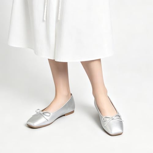 Image of Dear Time Women's Casual Foldable Ballet Flats Square Toe Ballerina Flats Shoes Comfortable