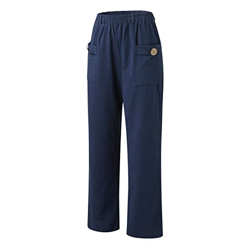 CiniYuklo Oversized harembroek, yogabroek, 7/8 lang, katoen, linnen, paardenbloemenprint, zomerbroek, capri, elastische tailleband, linnen broek, zomer, boho, strandbroek, linnen, comfortabele vrijetijdsbroek - Afbeelding 4