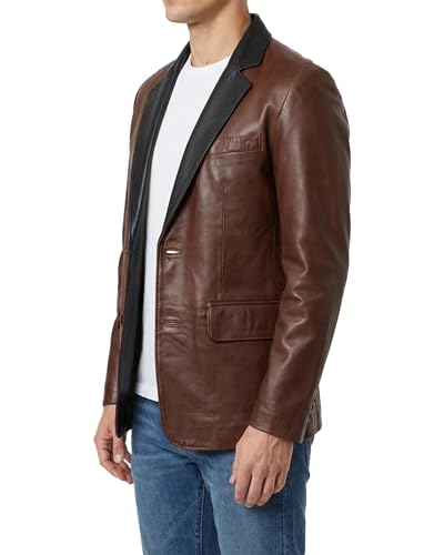 Image of Decrum Lambskin Leather Blazer for Men - Genuine Leather Sport Coat for Formal & Business Casual