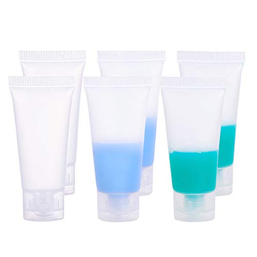 BENECREAT 30 Pack 20ml/0.67oz Clear Empty Tubes Clear Squeezable Cosmetic Containers Refillable Plastic Tubes for Shampoo Facial Cleanser Makeup Sample