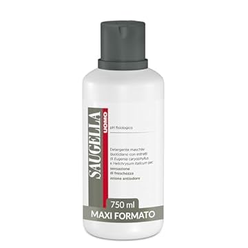 Saugella Uomo, Detergente Intimo e Corpo Rivitalizzante, Antiodore, Con Estratti di Elicriso e Chiodi di Garofano per un Uso Quotidiano nel Rispetto del pH Fisiologico, 750 ml