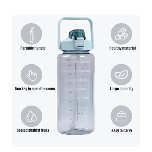 Image of VISBY INDIA Plastic Water Bottle, 2L Capacity, BPA-Free, Airtight, Contemporary Style, Wide Mouth Design for Home, Office, Gym, Travel, Clear Finish, 20cm Height (Green)