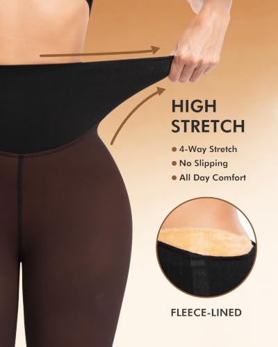 Image of ATHVOTAR Fleece Lined Winter Tights Women - Thermal Warm Opaque Pantyhose Thick Sheer Leggings