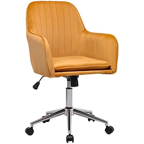 KEEPREAPER Velvet Office Chair,Ergonomic Swivel Computer Desk Chair with Arms Adjustable Height Leisure Chair for Home,Reception,Conference (54 x 59 cm, Yellow) Cover