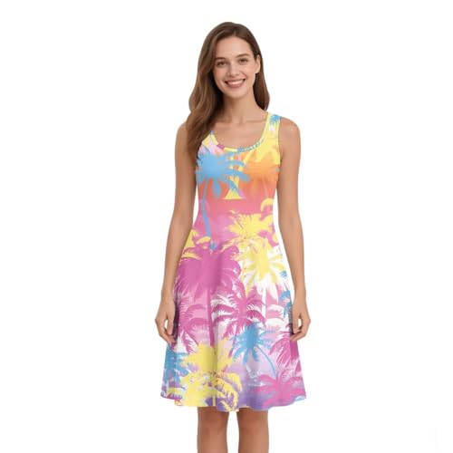 Image of Dreaweet Casual Sleeveless Dresses for Women Girls, Round Neck Tank Dresses with Pockets Summer Sundress Size XS-4XL