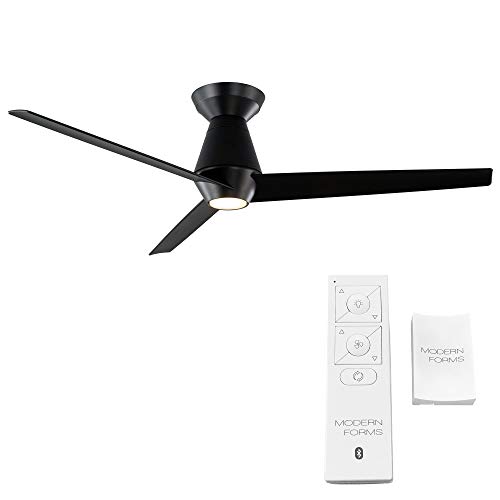 Slim Smart Indoor And Outdoor 3-Blade Flush Mount Ceiling Fan 52In Matte Black With 3000K Led Light Kit And Remote Control Works With Alexa, Google Assistant, Samsung Things, And Ios Or Android App #TOP1