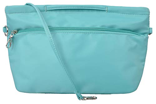 Vercord Soft Nylon Purse Organizer Handbag Tote Insert Organizers Zipper Closure With Keychain And Handle 10 Pockets Blue #TOP14