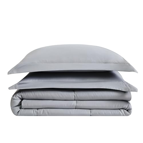 London Fog Garment Washed Solid Comforter Set Grey Microfiber 3-Piece Full/Queen Comforter Set, Solid Themed, Adult and Teen, Oeko-TEX Certified - Image 3