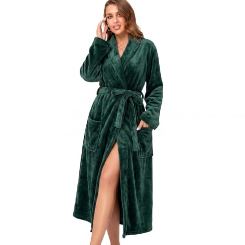 Image of RONGTAI Womens Bathrobe Ladies Fleece Plush Warm Long Robes Fleece Nightgown Sleepwear