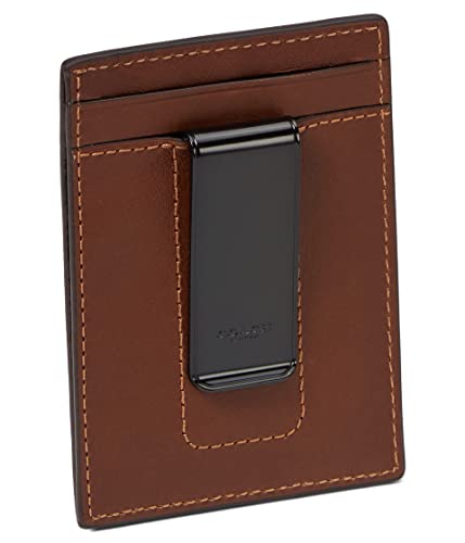 Coach Mens Money Clip Card Case in Sport Calf, Dark Saddle2