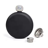 Diseño único: el diseño redondo único con color negro clásico, te hace lucir muy elegante y a la moda, y la capacidad de 5 onzas es perfecta, ya sea que lo estés sosteniendo en tu mano o en tu bolsillo, no importa en absoluto.