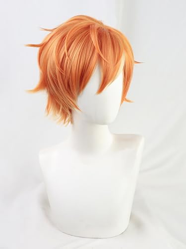 Perruque Akito Shinonome orange résistant à la chaleur pour un coiffage facile