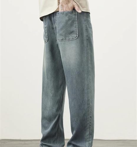 Mens Loose Fit Straight Leg Denim PantsVintage Casual Wide Leg Summer Streetwear Trousers4