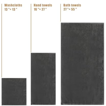 SEMAXE 18-teiliges Badetuch-Set beinhaltet 6 Badetücher, 6 Handtücher, 6 Waschlappen, 100 % Baumwolle, Badetücher mit Aufhängeschlaufen und Nano-Bio-Lebenszyklus-Etiketten, weiches und saugfähiges – Bild 7