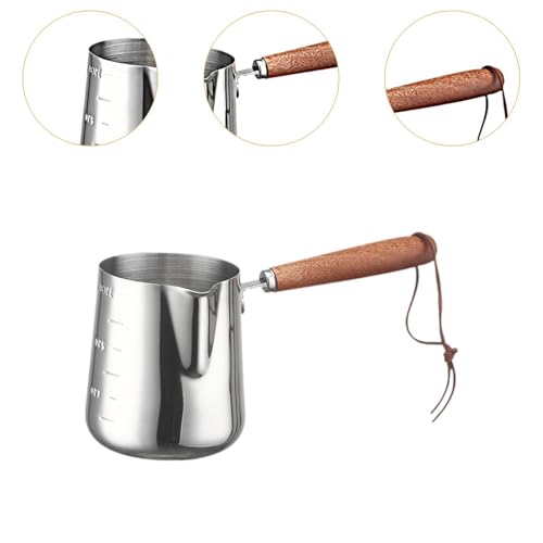 Generic Turkish Coffee Pot Chocolate Melting Pan Milk Warmer Teapot Milk Frothing Pitcher Butter Melting Pot for Household Restaurant, 350ML