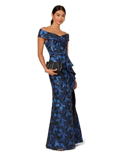 Adrianna Papell Women's Off Shoulder Jacquard Gown4