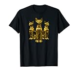 Photo Gallery t-shirt con tre statue di gatto egiziano dorato maglietta Photo Gallery t-shirt con tre statue di gatto egiziano dorato maglietta
