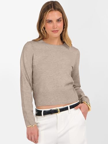 Image of ANRABESS Women's Long Sleeve Sweaters Cropped Crew Neck | Business Casual Tops,Light Weight Comfy Knit,Pullover ShortSweater,Basic Classic,Fall Fashion Winter Layer Clothes