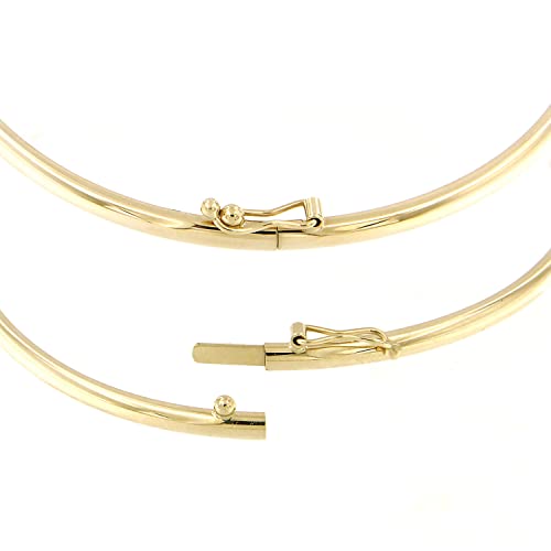 Lucchetta - Gold Bangle - 7" Womens Bracelet 14Kt Real Yellow Gold, 14K Solid Gold Bangles For Women Teen Girls, Italian Excellence Fine Jewelry, Bc2746 #TOP3