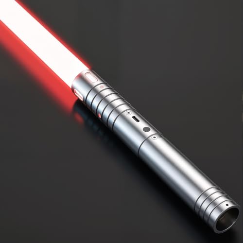 MOZC Espada Láser, Sable de Luz de 2 en 1 15 Colores, 4 Modos y Efectos de Sonido FX, Sable de Luz de Carga USB C,Espada láser para niños Halloween Cosplay (Plateado 1PC)