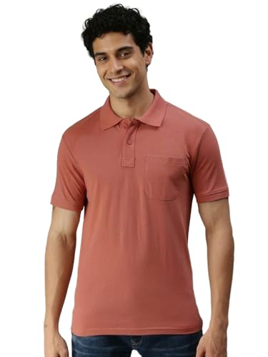 Image of Lux Cozi Men's Polo T-Shirt Regular Fit Half Sleeves with Pocket | Cotton Blend Polo Neck Collar T-Shirt for Men | Casual, Office Comfortable Breathable T-Shirt | Stylish Plain Tee
