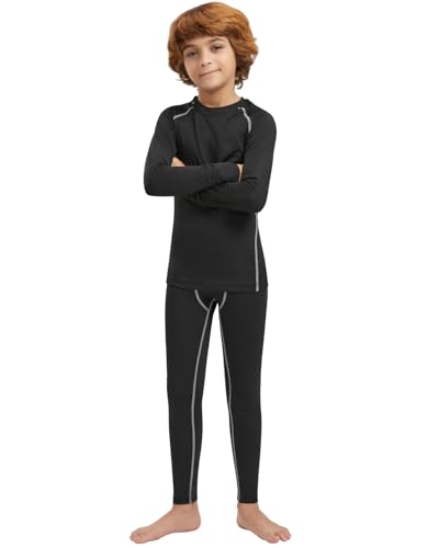 2 Pack Kids Thermal Base Layer Set Boys Compression Sets Fleece Lined Long Sleeve Top & Bottom for Ski Sport Football Basketball - Image 3