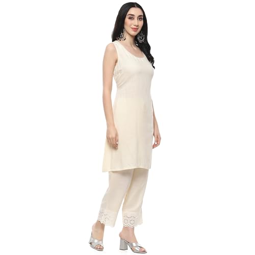 Image of BIBA Women Cotton Straight Dyed Suit Set