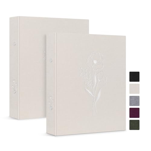 Lanpn Ringbuch Basic DIN A5 2 Stück Leineneinband Ringbuch Ordner A5 mit 2 Ringe hält A5 Papier für Zuhause Büro Schule Journaling Sammlungen (Beige)