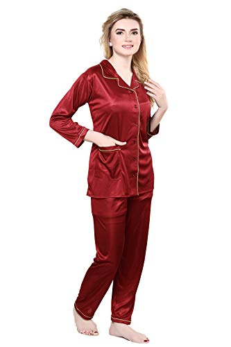 Image of TIGYWIGY Women's Satin Plain /Solid Top and Pyjama Set Pack of 1