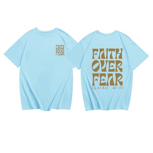 Image of Boys Faith Over Fear Shirt Christian Jesus T Shirts for Kids Religious Inspirational Bible Verse Graphic Tees Tops