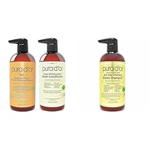 PURA DOR Maximum Defense Biotin Shampoo & Conditioner Set - Clinically Tested DHT Blocker for Thickening Color Treated Hair, Herbal Scent, 16oz