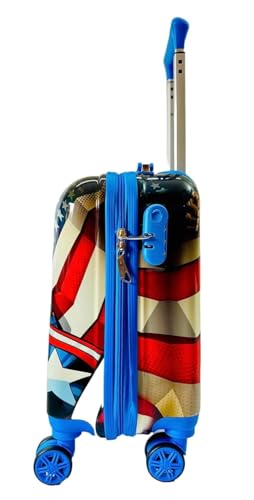 Image of ADSON Abs Kids Trolley 360 Rotating Luggage 360 Degree Wheels Non-Breakable 16 Inch Kids Hardsided Suitcase with 4 Wheels, 360 Degree Wheel Travel Trolley Bag (Design 21)