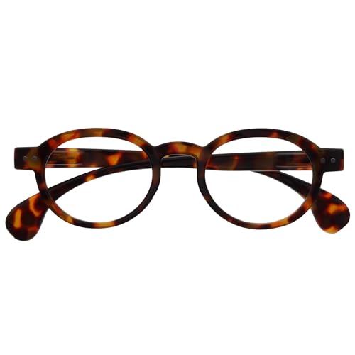OPULIZE OCA Lunettes de Lecture - Monture Ronde Moderne Rétro - Écaille de Tortue Marron Brillante - Hommes Femmes - Charnières à Ressort - R54-2 - +2.50
