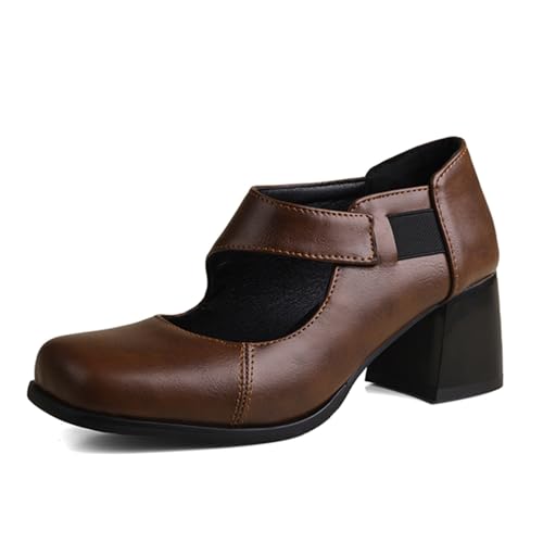 LYYSKY Spring and Autumn Women's Chunky Low Block Heels Mary Jane Pointed Toe Work Pumps Comfortable Round Toe Dress Wedding Shoes Plus Size EU34-EU47/US4-US14