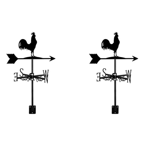 Uikdjgu 2X Veleta con Animales Pollos Estaca de Jardín Veleta Indicador de Dirección del Viento Gallo Adorno Arte