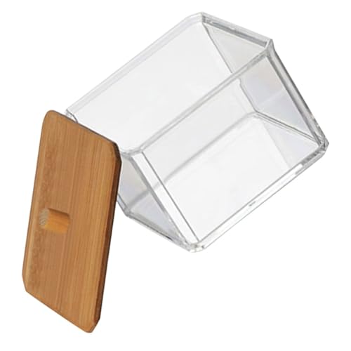 FRCOLOR 防塵竹蓋付き透明アクリル綿棒収納ケース 多機能コッパッド 綿棒ボックス メイクアップ小物整理用 モダンデザインで寝室 浴室 オフ